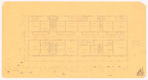 Plan with sketch and anotations for Case di abitazioni sulla proprietà Molteni, Giussano, Italy