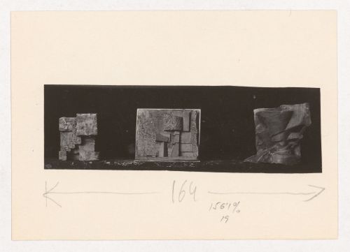 Photograph of student models on the topic "Bas-relief: Compositions on Finding Depth, Rhythm and Dynamics" for the "Volume" course at the Vkhutemas (Higher State Artistic Technical Studios), Moscow