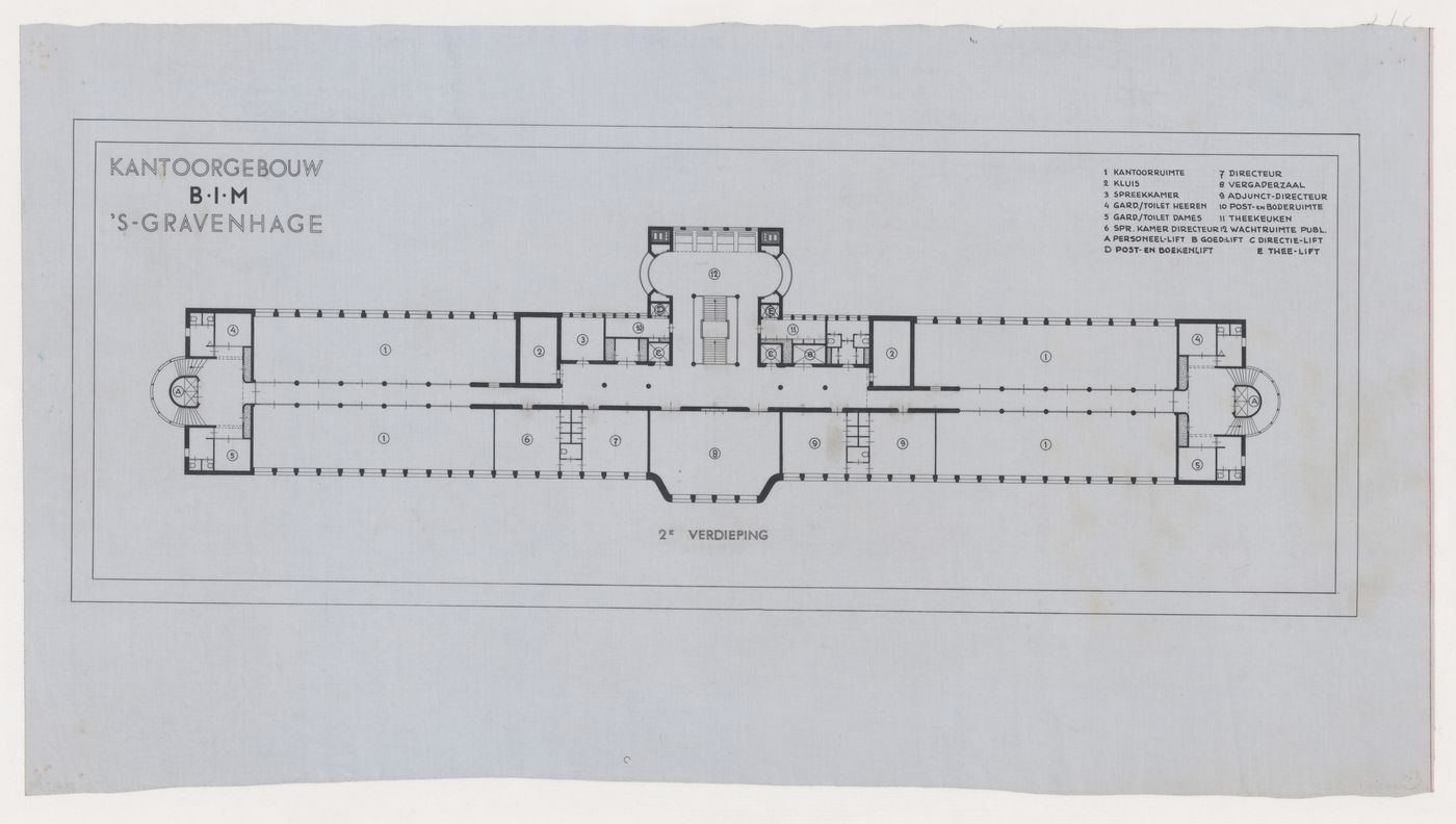Second floor plan for the Shell Building, The Hague, Netherlands