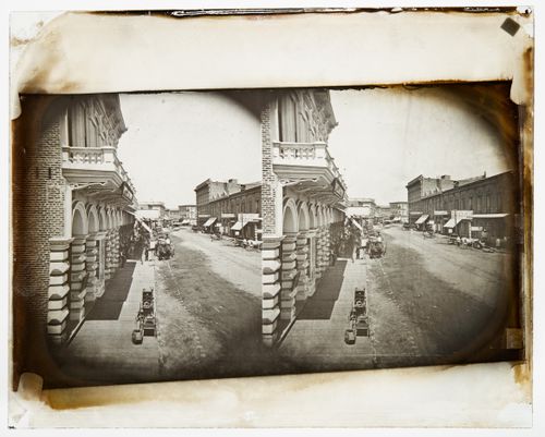 Stereograph of Spring Street, Los Angeles, California, United States of America