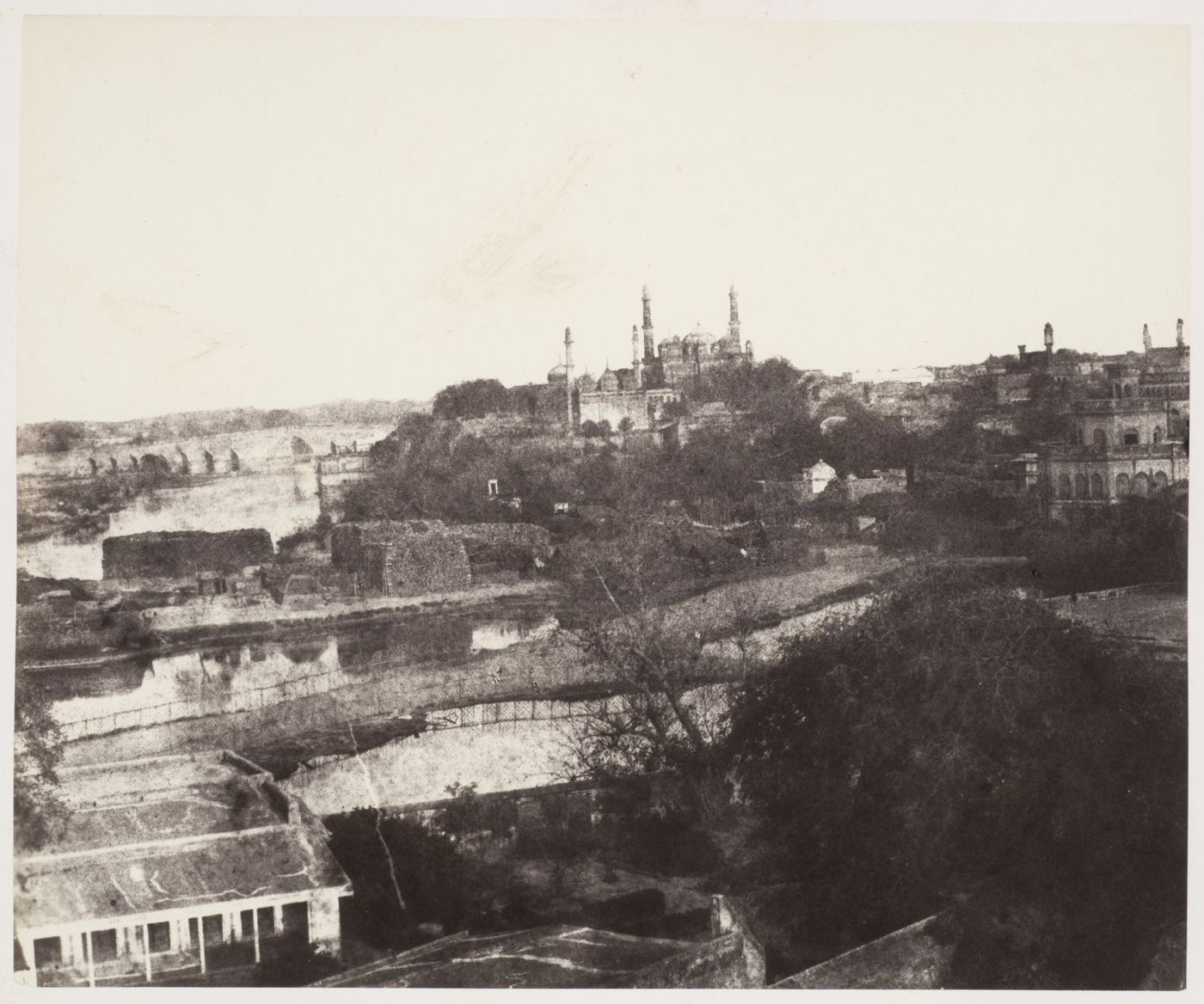 View of Lucknow showing the Great Imambara (also known as the Bara Imambara) in the background, India