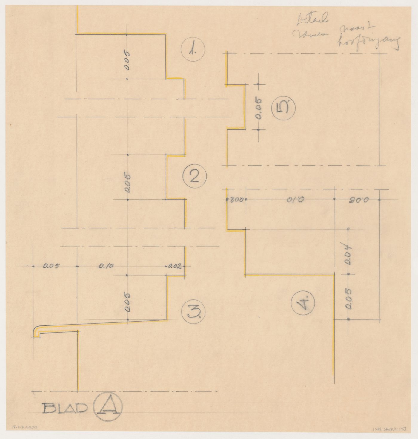 Sectional details for a window for Johnson House, Pinehurst, North Carolina