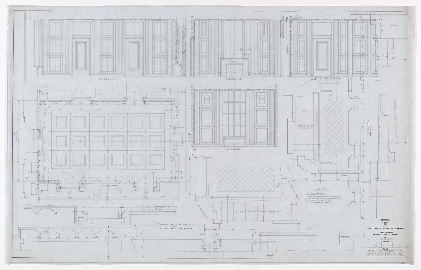 Détails de la salle de consultation, Cour suprême du Canada, Ottawa, Ontario, Canada (1937-1953, 1977)