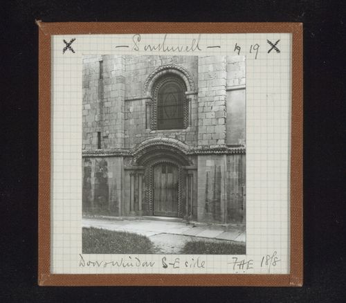 View of southeast portal and window, Southwell Minster, Southwell, Nottinghamshire, England