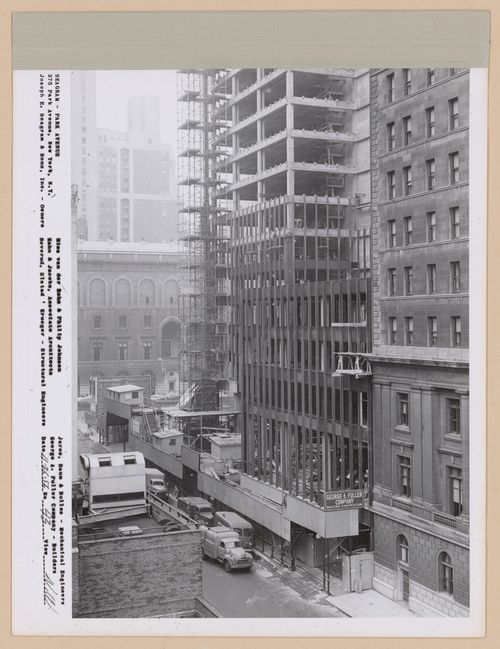 Seagram building under construction, 375 Park avenue, New York, N.Y., north-west view