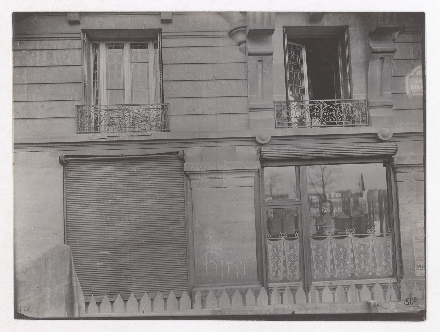 Construction of the Paris Metro, exterior detail view of a building, Paris, France