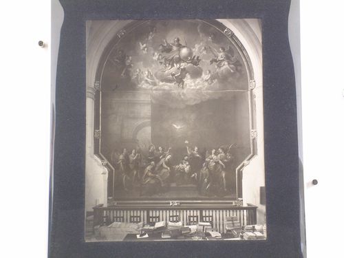 Interior view of the sacristy of the Colegio de San Ildefonso showing the painting "The Holy Family Accompanied by Angels", Mexico City, Mexico
