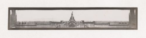 Photograph of a student drawing for the exercise "Design of Surface. Holiday Decoration in Honor of 10th Anniversary of Red Army" for the "Space" course at the Vkhutein (Moscow Higher Technical Institute), Moscow