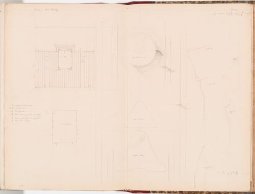 Elevation, plan, details, and moulding profiles for the door for the tack room, Hôtel Soltykoff