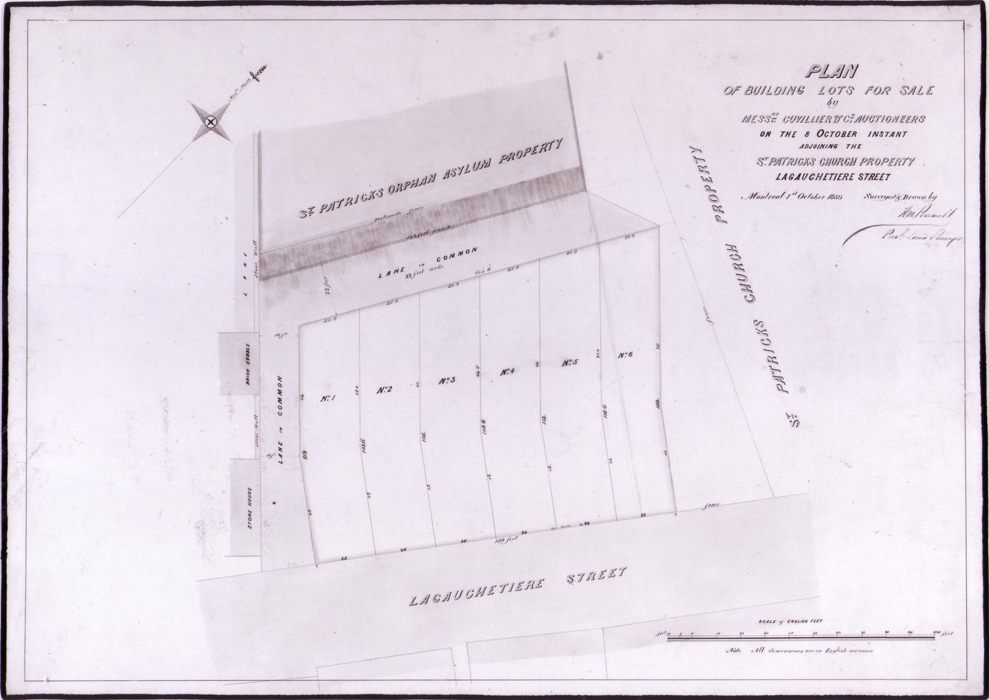 Site plan of lots adjoining St. Patrick's Church, Montréal