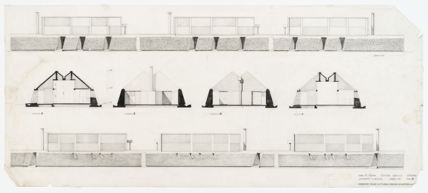 Elevations and sections for Case di Palma, Stintino, Italy