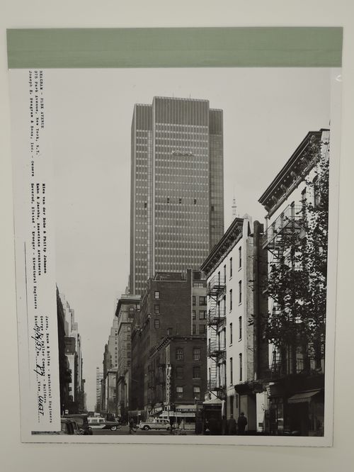 Seagram building under construction, 375 Park avenue, New York, N.Y., west view