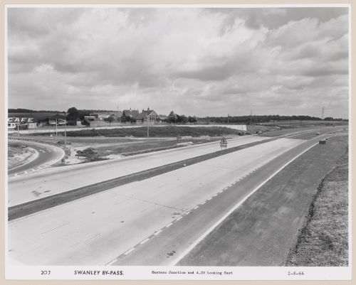 View of eastern junction and A 20, looking east, during construction of the Swanley Bypass, England
