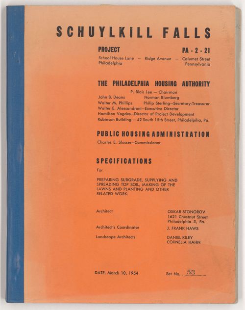 Specifications for Schuylkill Falls, Philadelphia, Pennsylvania