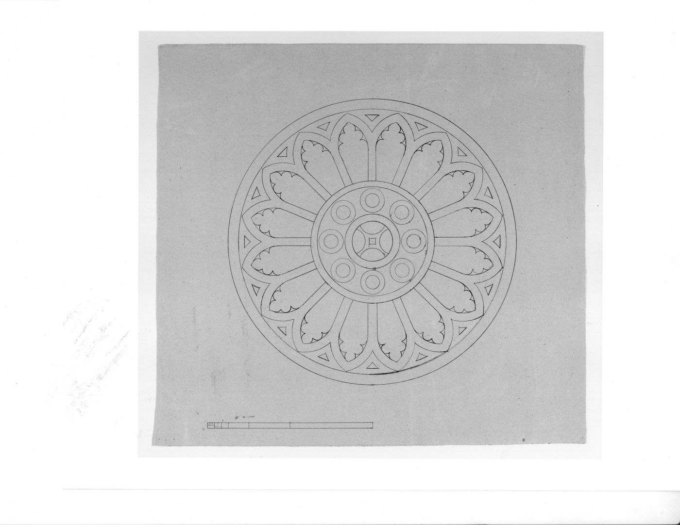 Elevation for a transom window [?] for a side entrance for Notre-Dame de Montréal