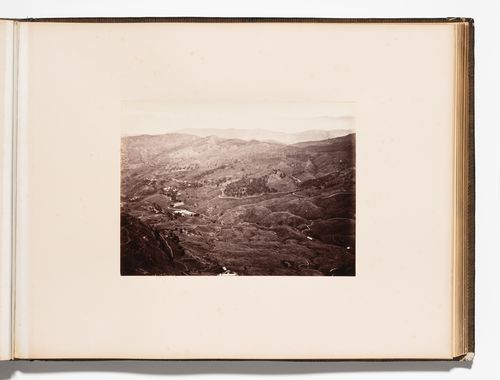 View of plantations, hills and buildings, Pussellawa, Ceylon (now Sri Lanka)