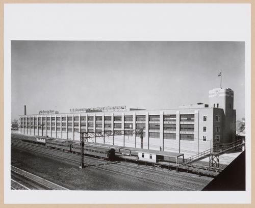 View of the east façade of the Printing Plant for The Lakeside Press, R.R. Donnelley and Sons Company, Chicago, Illinois