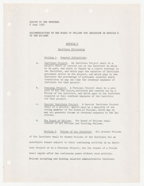 Recommandations of the Board of Fellows to the Board of Trustees for inclusion in Article X of the IAUS by-laws