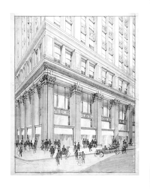 Eaton's Building, Toronto - Part building front perspective