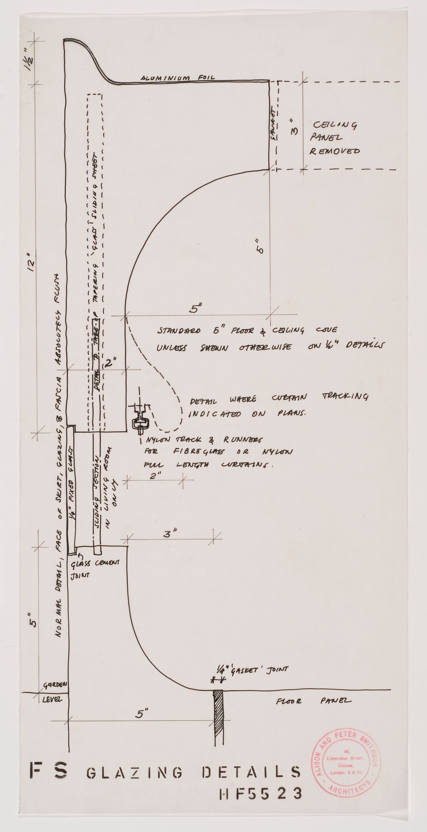 Section showing details for the glazing, House of the Future, Daily Mail Ideal Homes Exhibition, London, England