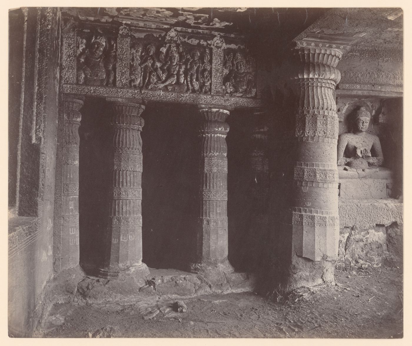 View of the portico of Cave 2, Ajanta, India