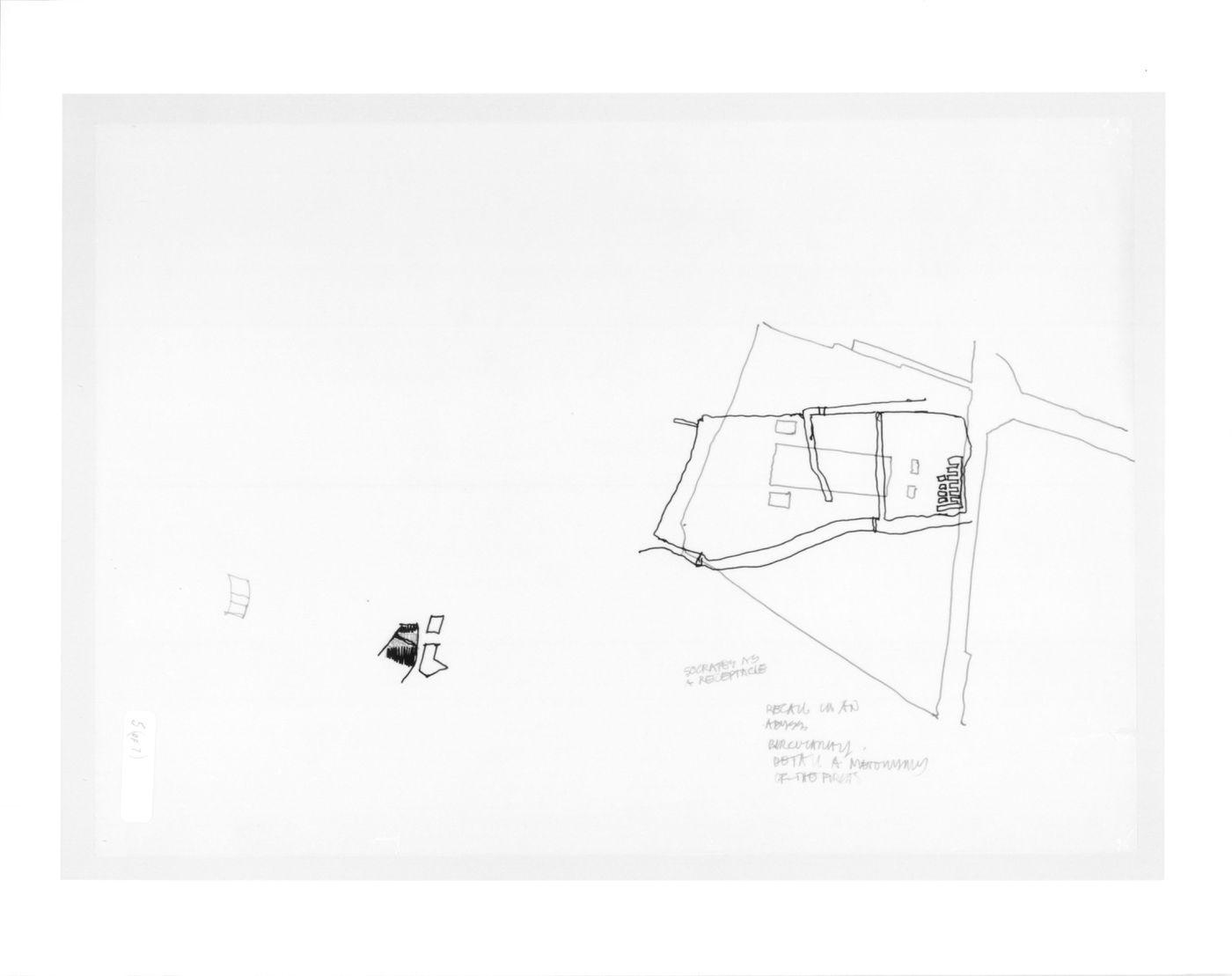 Sketch site plan showing superposition of Cannaregio site over La Villette site