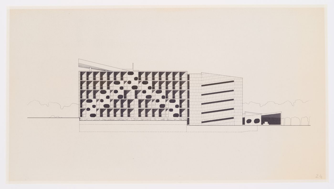 Elevation for the Museum of Knowledge, Sector 1, in Chandigarh, India