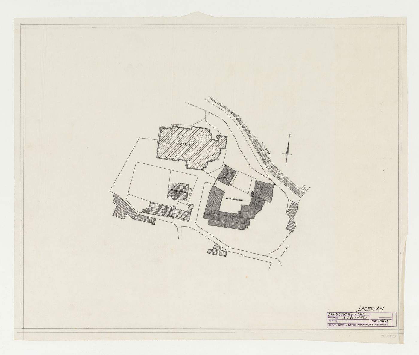 Site plan for an addition to an existing building, possibly a school, Limburg an der Lahn, Germany