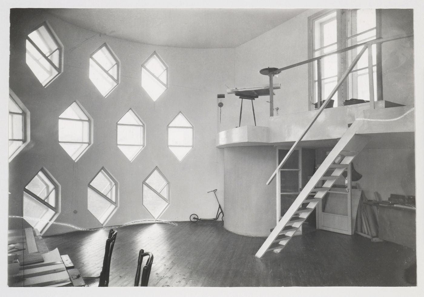Interior view of the architect's studio in the Melnikov residence, Moscow