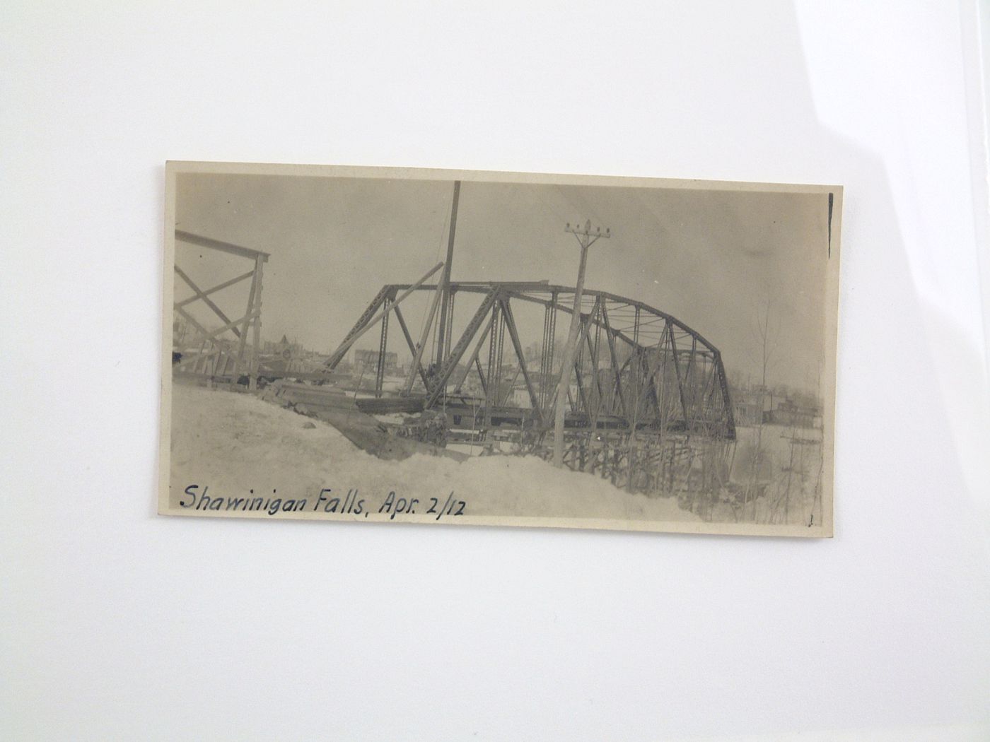 View of steel railway bridge in Shawinigan Falls, Quebec, Canada