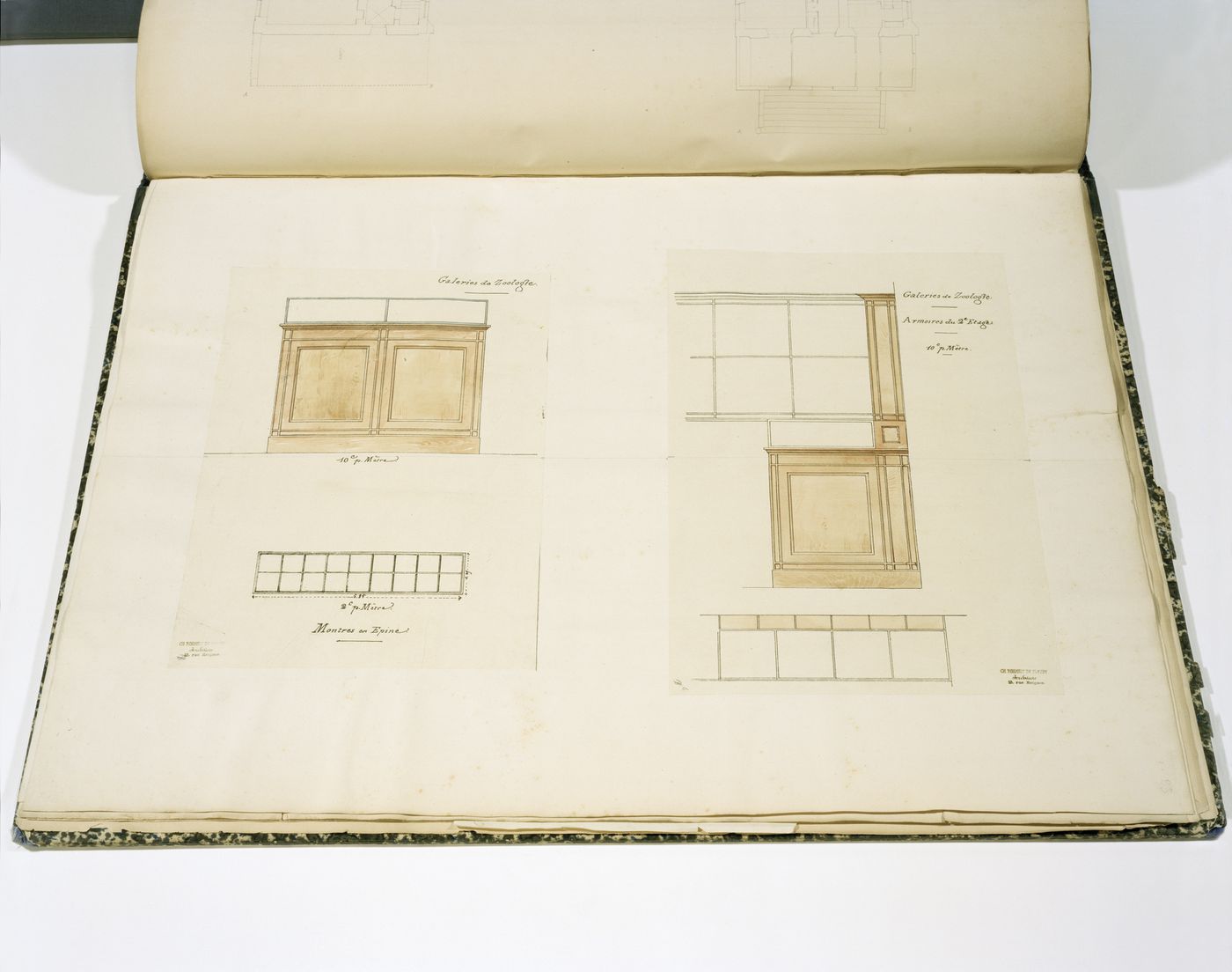 Questioning Pictures: Photograph of design development drawings for a «Galerie de zoologie» by Charles Rohault de Fleury, mid 19th century