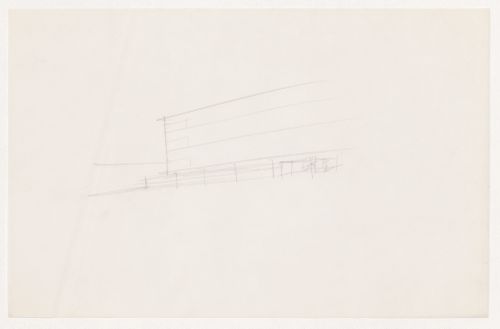 Perspective sketch for a campus building for Illinois Institute of Technology, possibly for an auditorium and connected building