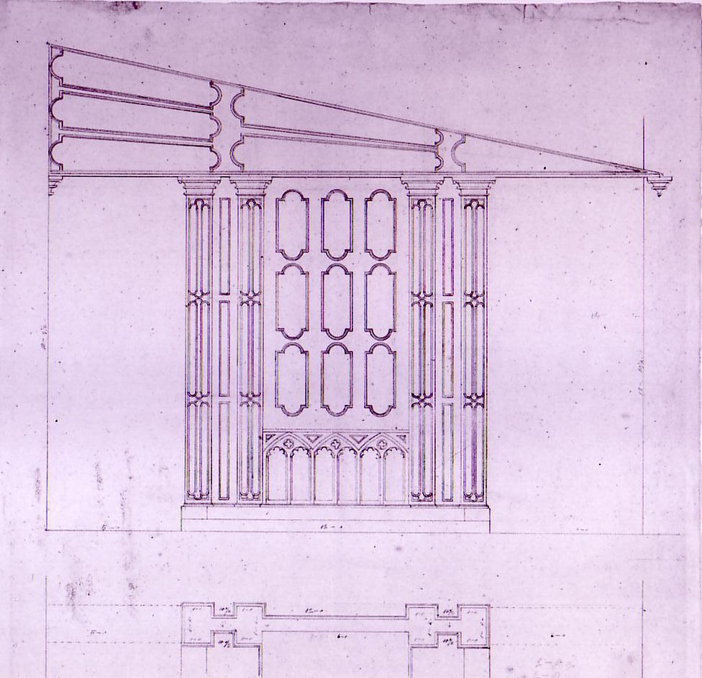 Plan and elevation for a chapel for Notre-Dame de Montréal