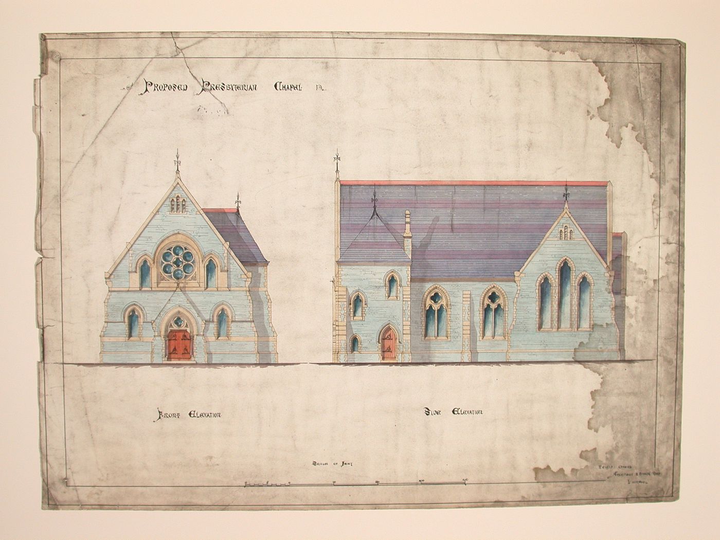 Hamlet Free Church, Liverpool - Front and back elevation