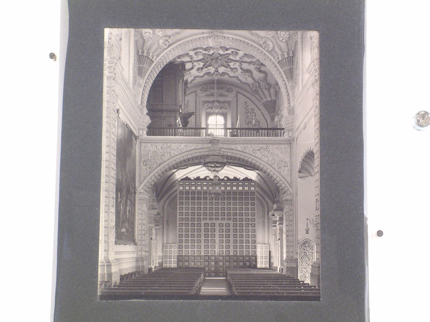 Interior view of the nave of the Church of Valenciana showing the organ loft, La Valenciana, Guanajuato