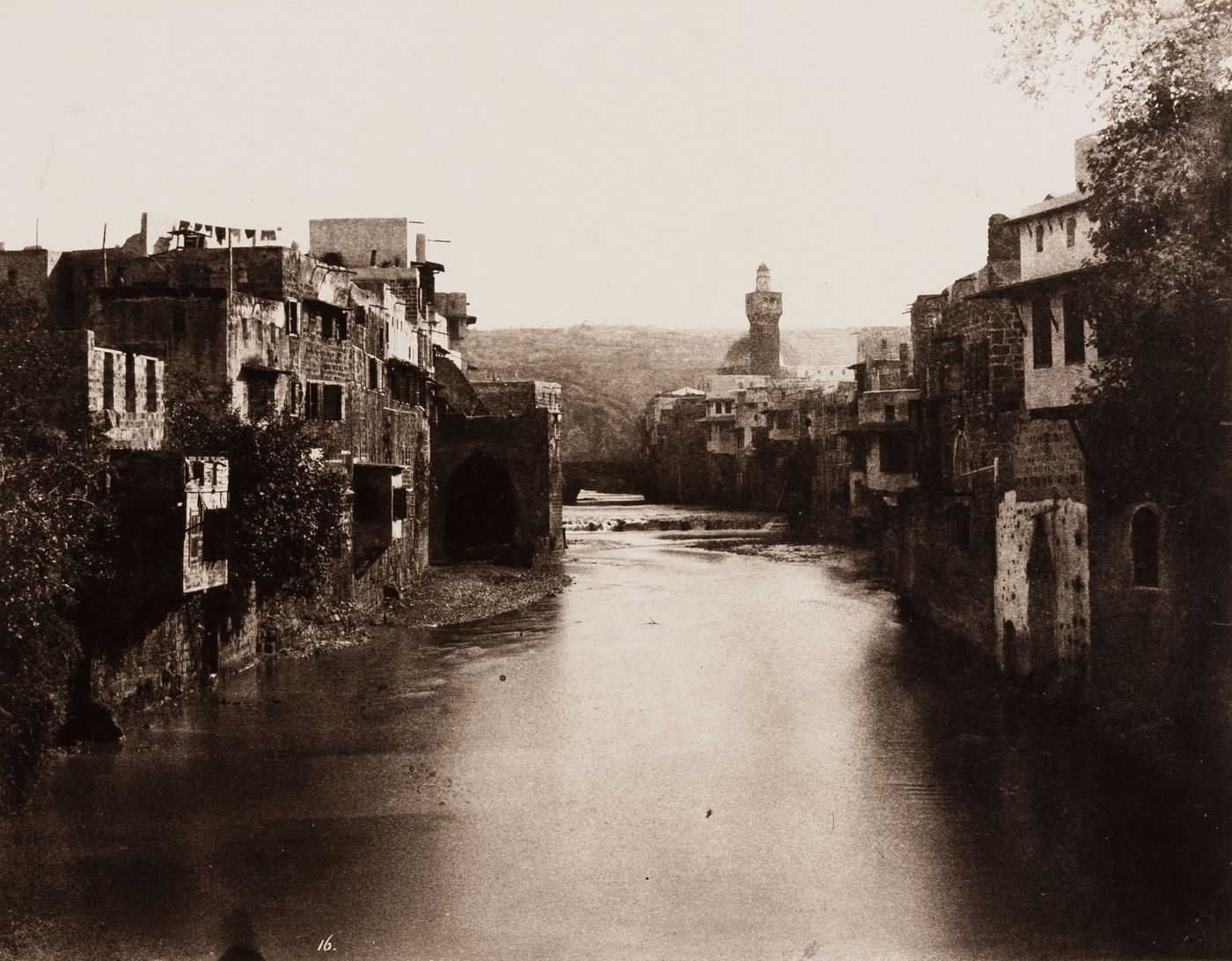 View of Tripoli from the new Djisr-el-Djed Bridge with the Madrasah-Mosque of al-Burtasi in the background, Ottoman Empire (now in Lebanon)