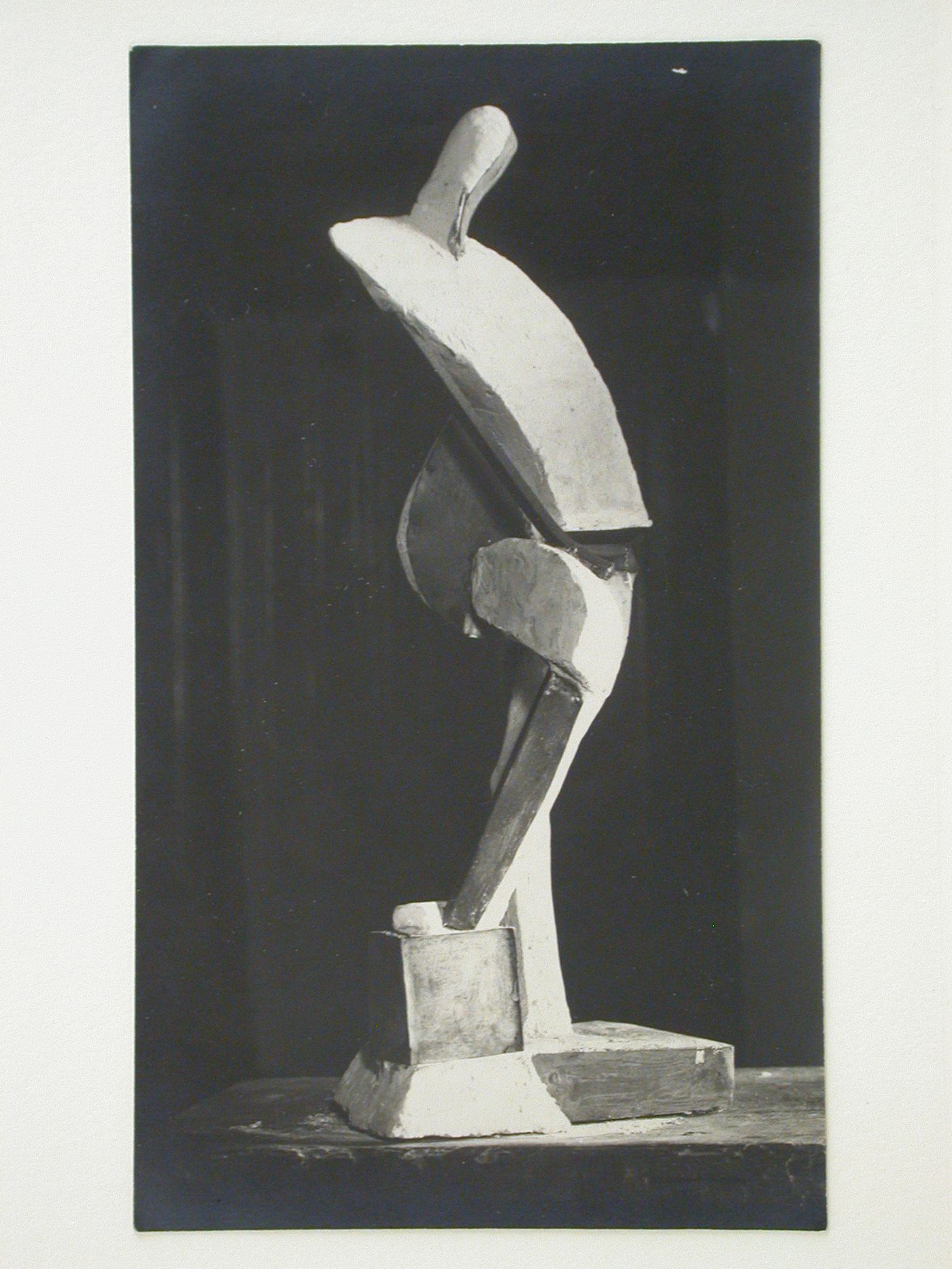 View of a Cubist statue incorporating metal and plaster, Moscow