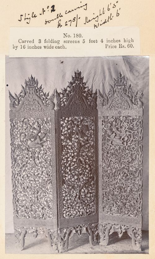 View of a screen, F. Beato Limited, C Road, Mandalay, Burma (now Myanmar)