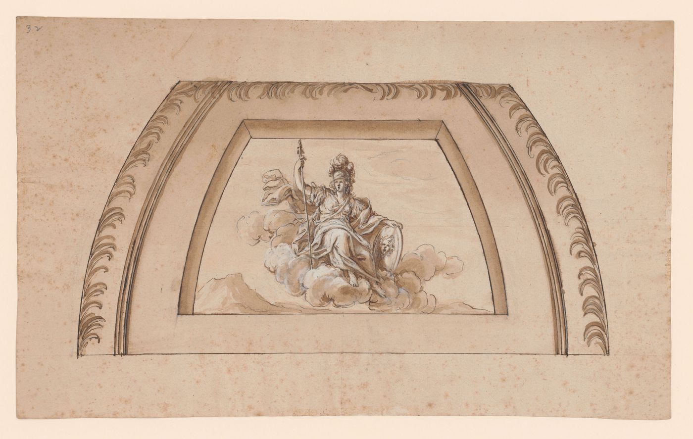 Elevation for a cove ceiling decorated with a figure of Minerva, for the Palazzo Lante, Rome, Italy