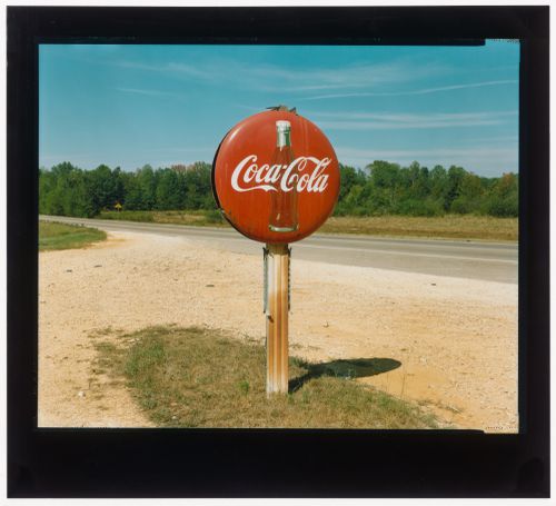 Coca, Cola sign on highway, Burnsville, Mississippi. 1978.
