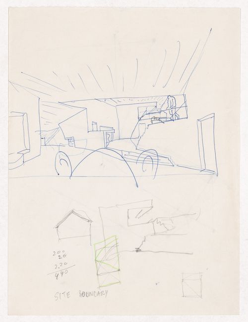 Sketch perspectives and plans for Casa Erhard Josef Pascher, Sintra, Portugal