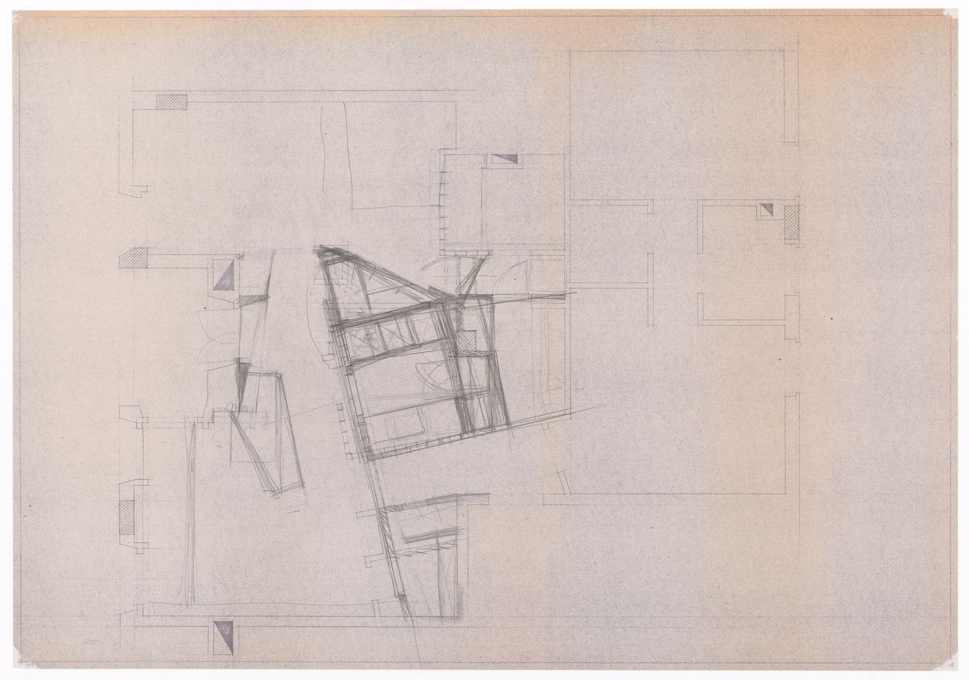 Floor plan with sketches for Casa Dragone e Paggi, Milan, Italy