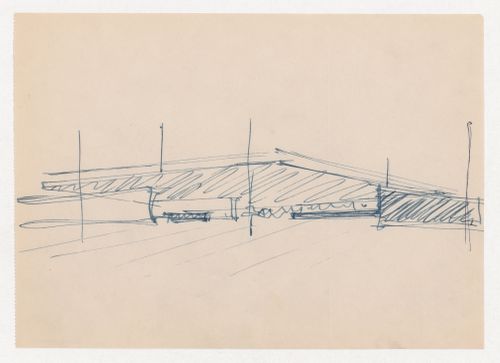 Perspective sketch for Museum for a Small City showing the interior