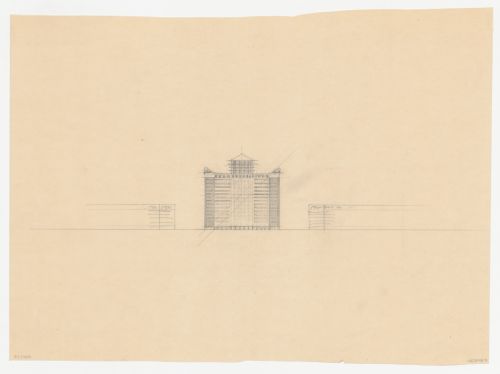 Elevation for Industriegebouw Plan A for the reconstruction of the Hofplein (city centre), Rotterdam, Netherlands
