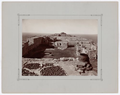 View of the First Mesa showing Tewa (now Hano) in the foreground, Sichomovi and Walpi, Hopi Reservation, Arizona, United States