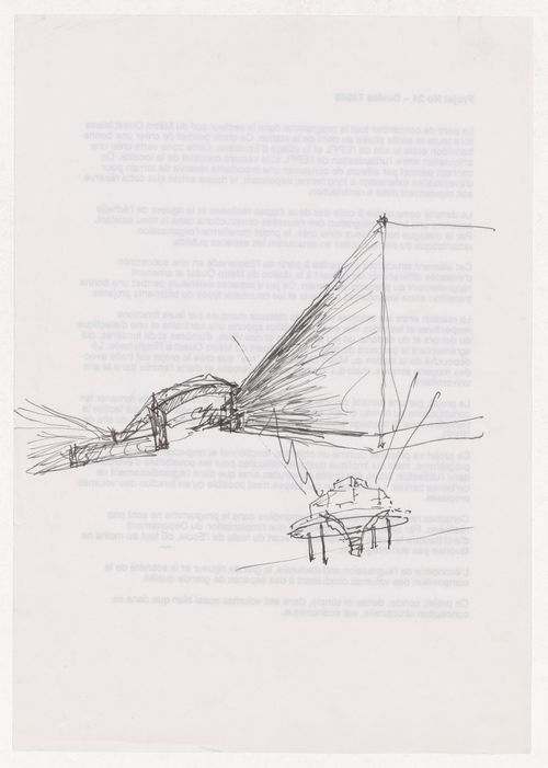 Sketch perspectives for Vitra International, Weil am Rhein, Germany; verso description of unidentified project
