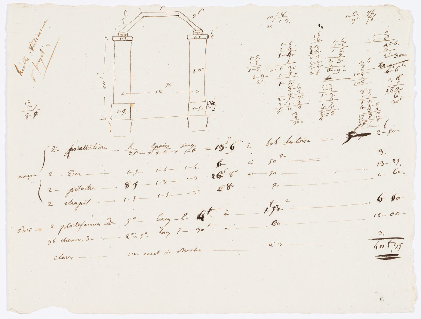 Calculations with an elevation for piers with a spanning structure, Domaine de La Vallée