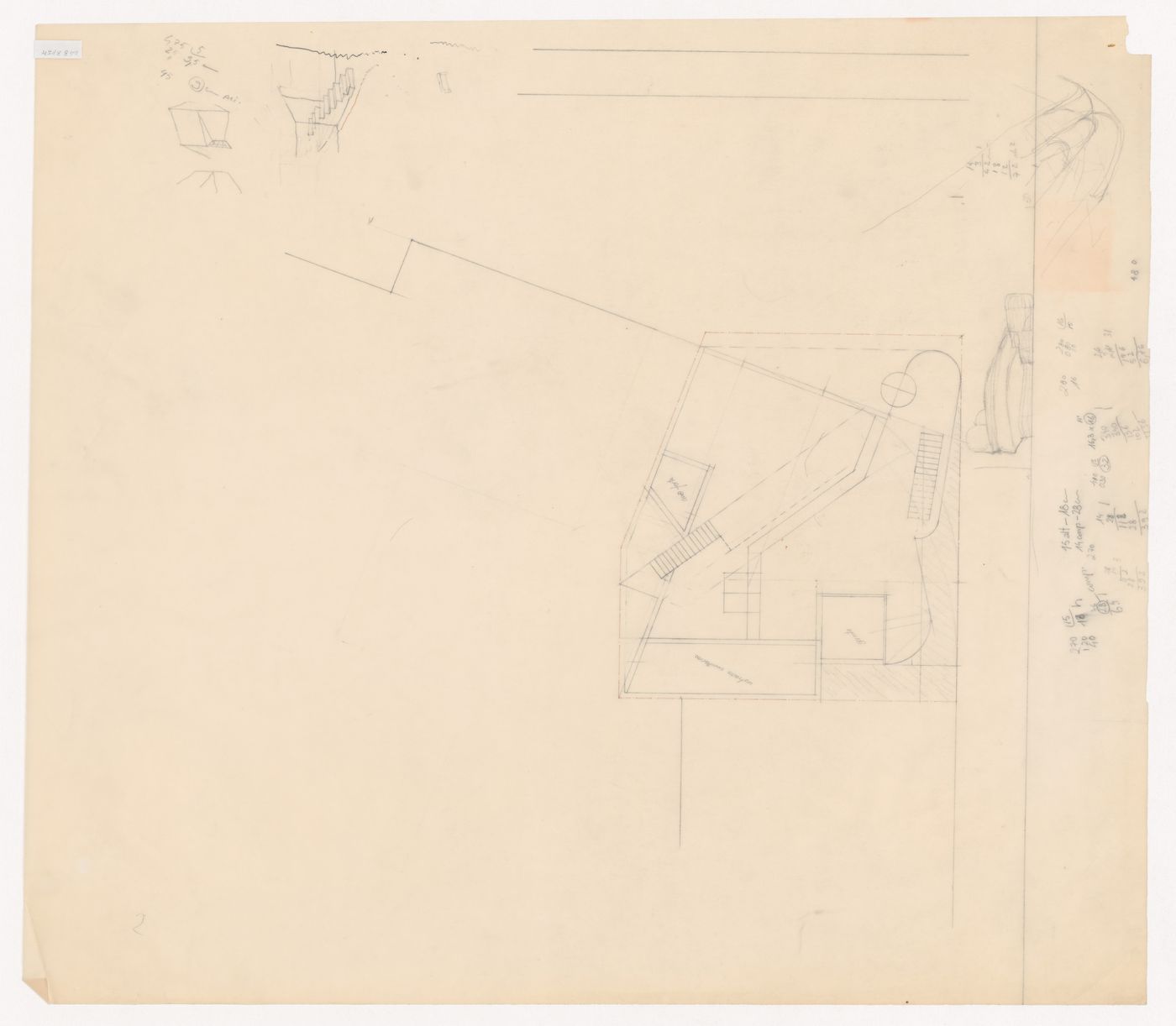 Plan and sketches for Banco Pinto & Sotto Mayor [Pinto & Sotto Mayor bank], Oliveira de Azeméis, Portugal