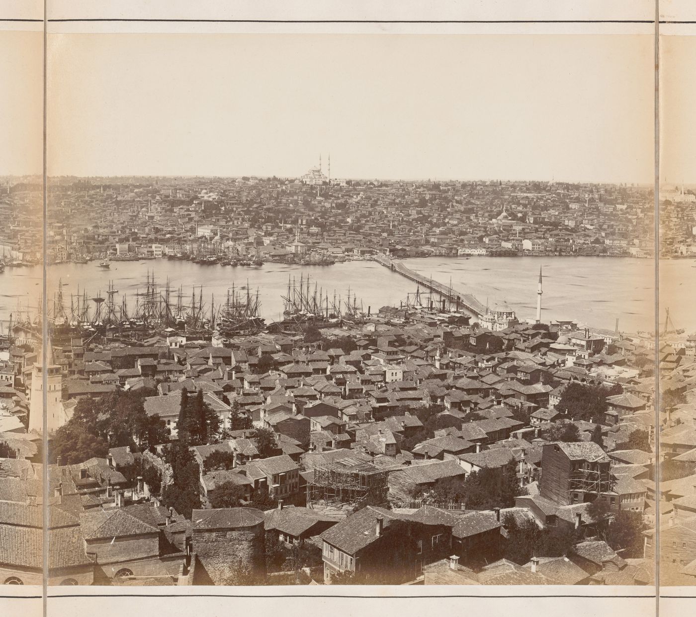 Section of a panorama of Constantinople (now Istanbul, Turkey) from the Galata Tower