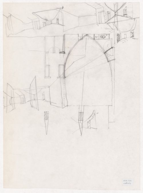 Sketch plan and perspectives for Galeria Carvalho Araújo, Lisbon, Portugal